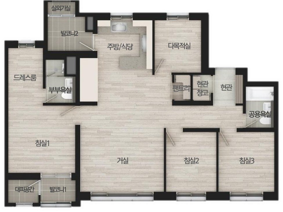 공주월송 진아레히 84㎡A 평면도